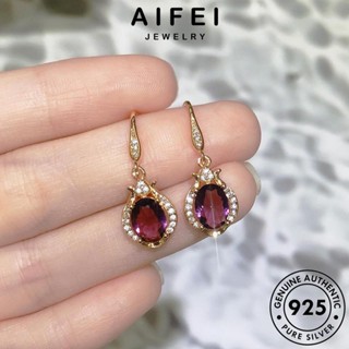 AIFEI JEWELRY ต้นฉบับ อเมทิสต์โกลด์ ห่วง เกาหลี Silver 925 เครื่องประดับ วงรี ต่างหู แท้ แฟชั่น เงิน ตุ้มหู หนีบ ผู้หญิง เครื่องประดับ E1084