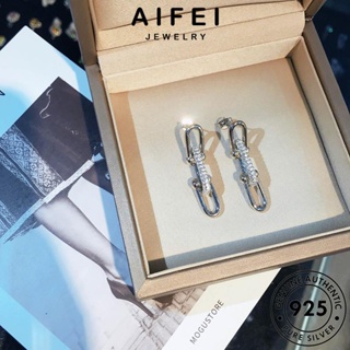 AIFEI JEWELRY แท้ ผู้หญิง ต้นฉบับ แฟชั่น มอยส์ซาไนท์ไดมอนด์ หนีบ ตุ้มหู เครื่องประดับ ห่วง เกือกม้า เกาหลี ต่างหู Silver 925 เครื่องประดับ เงิน E1086