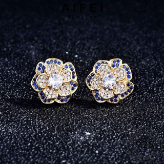 AIFEI JEWELRY มอยส์ซาไนท์ เงิน Silver แฟชั่น เครื่องประดับ ต่างหู เกาหลี ผู้หญิง ต้นฉบับ ดอกไม้สามมิติหลายชั้น เครื่องประดับ โกลด์ ตุ้มหู แท้ หนีบ 925 ไดมอนด์ ห่วง E1088