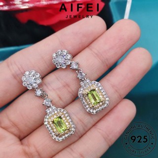 AIFEI JEWELRY เครื่องประดับ เกาหลี ห่วง Silver เครื่องประดับ มอยส์ซาไนท์ไดมอนด์ 925 ต้นฉบับ แท้ หนีบ ตุ้มหู แฟชั่น เงิน ต่างหู ผู้หญิง สี่เหลี่ยม E1104