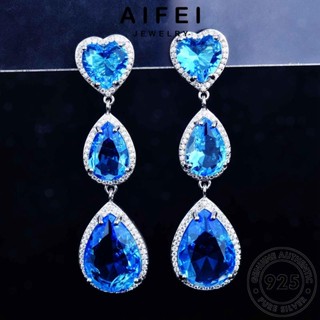 AIFEI JEWELRY แฟชั่น เครื่องประดับ หนีบ เครื่องประดับ ไพลิน ตุ้มหู เงิน ผู้หญิง แท้ 925 Silver เกาหลี ทรงหยดน้ำ ต้นฉบับ ห่วง ต่างหู E1105