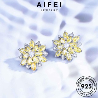 AIFEI JEWELRY แฟชั่น ดอกเดซี่ Silver เกาหลี เงิน ต่างหู ต้นฉบับ หนีบ เครื่องประดับ 925 ซิทริน แท้ ตุ้มหู เครื่องประดับ ผู้หญิง ห่วง E1109