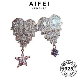 AIFEI JEWELRY ต้นฉบับ Silver หนีบ เกาหลี แฟชั่น 925 ห่วง มอยส์ซาไนท์ไดมอนด์ ตุ้มหู เงิน ผู้หญิง เครื่องประดับ เครื่องประดับ แท้ ต่างหู รัก E1116