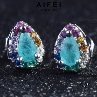 AIFEI JEWELRY ไพลิน ต้นฉบับ เกาหลี ทรงหยดน้ำ แฟชั่น เงิน 925 เครื่องประดับ เครื่องประดับ แท้ ผู้หญิง หนีบ ห่วง ตุ้มหู Silver ต่างหู E1080