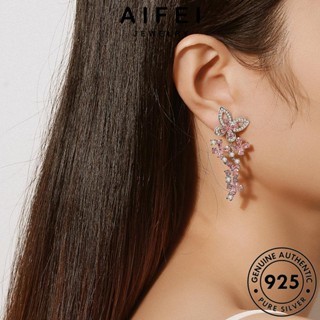 AIFEI JEWELRY เครื่องประดับ เงิน แฟชั่น แท้ เครื่องประดับ ผีเสื้อ Silver ห่วง ต่างหู ตุ้มหู ผู้หญิง หนีบ 925 เกาหลี ต้นฉบับ คริสตัลเพชรสีชมพู E1157