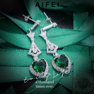 AIFEI JEWELRY เครื่องประดับ แท้ เงิน เกาหลี มรกต แฟชั่น ผู้หญิง 925 ห่วง เครื่องประดับ หนีบ ต้นฉบับ Silver ต่างหู รัก ตุ้มหู E1213