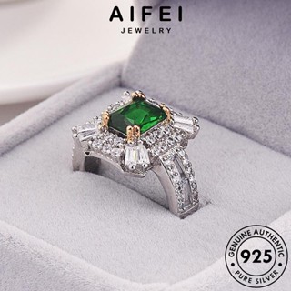 Aifei JEWELRY แหวนเงิน 925 ทรงสี่เหลี่ยม สไตล์เรโทร สําหรับผู้หญิง R55