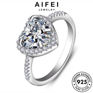 Aifei JEWELRY แหวนเพชรโมอิส เงิน 925 สไตล์คลาสสิก สําหรับผู้หญิง R62