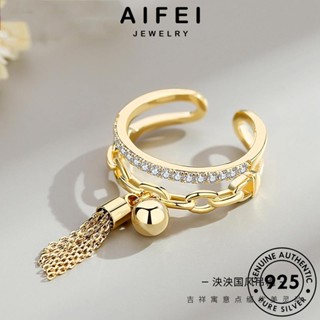 Aifei JEWELRY แหวนเงิน 925 ประดับเพชรโมอิส สไตล์เรโทร สําหรับผู้หญิง R79