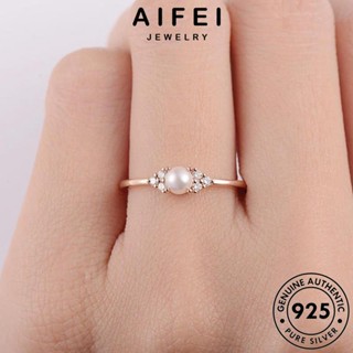 Aifei JEWELRY แหวนเงิน 925 ประดับมุก สีทอง ของแท้ แฟชั่นสําหรับผู้หญิง R106