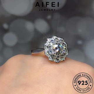 Aifei JEWELRY แหวนเพชรโมอิส เงิน 925 ลายดอกไม้ เครื่องประดับสตรี R111