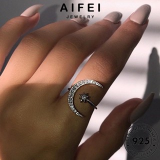 Aifei JEWELRY แหวนเงิน 925 ประดับเพชร ลายดวงจันทร์ โมอิส สีทอง แฟชั่น สําหรับผู้หญิง R164