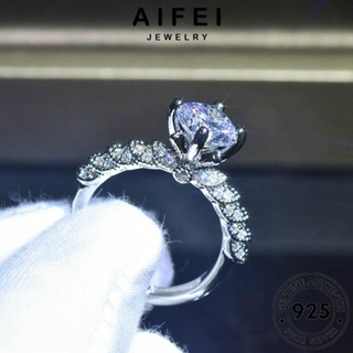 Aifei JEWELRY แหวนเงิน 925 ประดับเพชรโมอิส ทรงกลม แฟชั่น สําหรับผู้หญิง R178