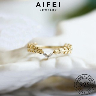 Aifei JEWELRY แหวนเงิน 925 ประดับเพชรโมอิส สีทอง แฟชั่น สําหรับผู้หญิง R196