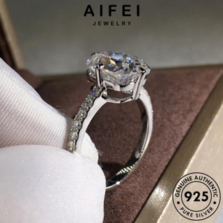 Aifei JEWELRY แหวนเงิน 925 ประดับเพชรโมอิส ทรงสี่เหลี่ยม แฟชั่น สําหรับผู้หญิง R207