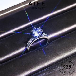 Aifei JEWELRY แหวนเงิน 925 ประดับเพชร โมอิส ทรงกลม ของแท้ แฟชั่นสําหรับผู้หญิง R125