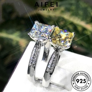 Aifei JEWELRY แหวนเงิน 925 ทรงสี่เหลี่ยม สไตล์คลาสสิก สําหรับผู้หญิง R364