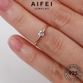 Aifei JEWELRY แหวนเงิน 925 ประดับเพชรโมอิส สีทอง สําหรับผู้หญิง R365