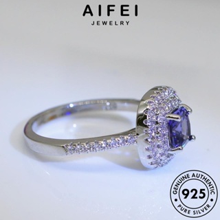 Aifei JEWELRY แหวนเงิน 925 ประดับเพชรโมอิส ทรงสี่เหลี่ยม คลาสสิก สําหรับผู้หญิง R389