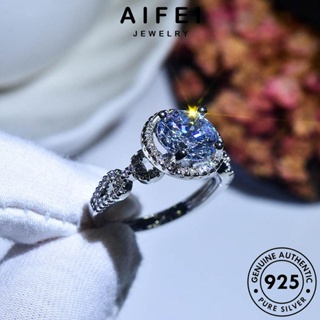 Aifei JEWELRY แหวนเงิน 925 ประดับเพชรโมอิส ทรงกลม แฟชั่น สําหรับผู้หญิง R467