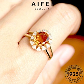 Aifei JEWELRY แหวนเงิน 925 ทรงวงรี สีทอง หรูหรา สําหรับผู้หญิง R654