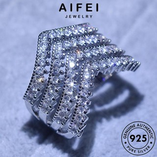 AIFEI JEWELRY แท้ ผู้หญิง บุคลิกภาพ เงิน ต้นฉบับ เครื่องประดับ เครื่องประดับ มอยส์ซาไนท์ไดมอนด์ แฟชั่น Silver เกาหลี 925 แหวน V R839