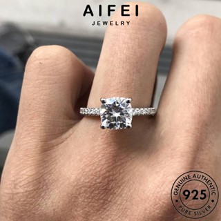 AIFEI JEWELRY 925 มอยส์ซาไนท์ไดมอนด์ เงิน ผู้หญิง เครื่องประดับ แหวน แท้ เกาหลี ต้นฉบับ Silver เครื่องประดับ แฟชั่นหกกรงเล็บ แฟชั่น R1409