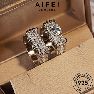 AIFEI JEWELRY เงิน แท้ คู่รัก เครื่องประดับ แฟชั่น 925 ต้นฉบับ มอยส์ซาไนท์ไดมอนด์ เกาหลี บุคลิกภาพ Silver เครื่องประดับ แหวน R1427