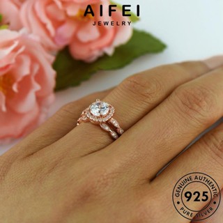 AIFEI JEWELRY แท้ แหวน ไดมอนด์ Silver วงกลมง่ายๆ แฟชั่น โกลด์ เครื่องประดับ เงิน เครื่องประดับ เกาหลี คู่รัก 925 มอยส์ซาไนท์ ต้นฉบับ R1586