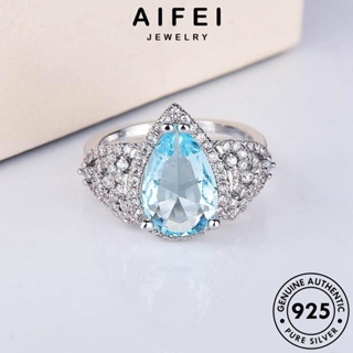 AIFEI JEWELRY Silver รูปร่างหยดที่สร้างสรรค์ เครื่องประดับ ผู้หญิง แหวน เกาหลี 925 เงิน ต้นฉบับ แฟชั่น เครื่องประดับ อความารีน แท้ R1244