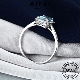 AIFEI JEWELRY ตารางง่ายๆ 925 อความารีน ต้นฉบับ เกาหลี Silver แหวน ผู้หญิง แฟชั่น เครื่องประดับ เครื่องประดับ แท้ เงิน R1653