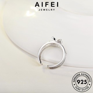 AIFEI JEWELRY ผู้หญิง แฟชั่น แท้ เกาหลี เงิน เครื่องประดับ เครื่องประดับ ต้นฉบับ ผีเสื้อที่เรียบง่าย แหวน 925 Silver มอยส์ซาไนท์ไดมอนด์ R1729