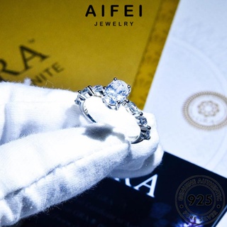 AIFEI JEWELRY Silver ผู้หญิง แฟชั่น วงรีง่ายๆ เงิน 925 แท้ แหวน ต้นฉบับ เครื่องประดับ มอยส์ซาไนท์ไดมอนด์ เกาหลี เครื่องประดับ R1755