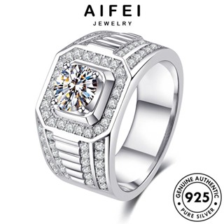 AIFEI JEWELRY เกาหลี ต้นฉบับ มอยส์ซาไนท์ไดมอนด์ เครื่องประดับ แท้ จัตุรัสครอบงำ เงิน แหวน ผู้ชาย 925 เครื่องประดับ แฟชั่น Silver R1756
