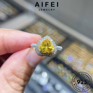 AIFEI JEWELRY แหวน เครื่องประดับ ผู้หญิง เครื่องประดับ ต้นฉบับ แท้ Silver ซิทริน รักบุคลิกภาพ เกาหลี เงิน แฟชั่น 925 R1853