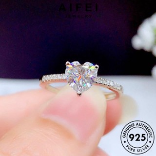 AIFEI JEWELRY ผู้หญิง แท้ ความรักที่เรียบง่าย เครื่องประดับ แฟชั่น Silver มอยส์ซาไนท์ไดมอนด์ แหวน ต้นฉบับ เกาหลี เงิน 925 เครื่องประดับ R1861