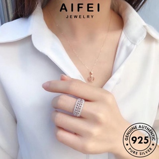 AIFEI JEWELRY ต้นฉบับ 925 แหวน แฟชั่น แท้ Silver เกาหลี เครื่องประดับ เรขาคณิตแฟชั่น ผู้หญิง มอยส์ซาไนท์ไดมอนด์ เครื่องประดับ เงิน R1950