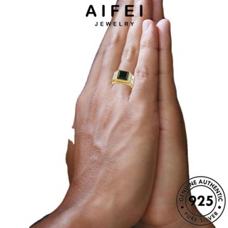 AIFEI JEWELRY ข้ามความคิดสร้างสรรค์ ออบซิเดียนโกลด์ แท้ ต้นฉบับ 925 ผู้ชาย เงิน แบล็คไดมอนด์ เกาหลี แฟชั่น เครื่องประดับ เครื่องประดับ แหวน Silver R2039