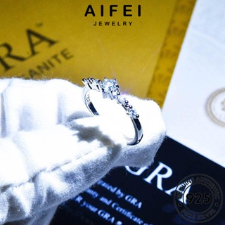 AIFEI JEWELRY แท้ ผู้หญิง แฟชั่น Silver เงิน เรียบง่าย เครื่องประดับ 925 ต้นฉบับ แหวน เกาหลี มอยส์ซาไนท์ไดมอนด์ เครื่องประดับ R2055