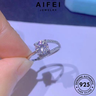 AIFEI JEWELRY 925 แท้ ผู้หญิง เงิน แหวน เครื่องประดับ เกาหลี มอยส์ซาไนท์ไดมอนด์ แฟชั่น เครื่องประดับ Silver เรียบง่าย ต้นฉบับ R2066