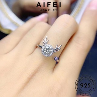 AIFEI JEWELRY แท้ มอยส์ซาไนท์ไดมอนด์ เงิน กวางน้อย เกาหลี แฟชั่น 925 เครื่องประดับ แหวน เครื่องประดับ Silver ต้นฉบับ ผู้หญิง R2088