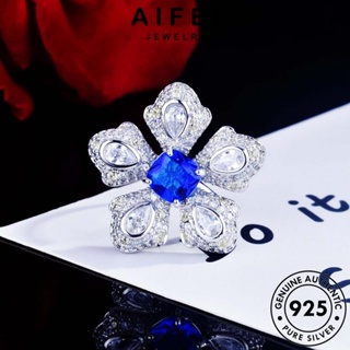 AIFEI JEWELRY เครื่องประดับ ผู้หญิง เกาหลี แหวน เงิน แฟชั่น เครื่องประดับ 925 ต้นฉบับ แท้ Silver ไพลิน ดอกไม้ย้อนยุค R2179