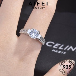 AIFEI JEWELRY เกาหลี 925 หัวใจและลูกศรที่เรียบง่าย ต้นฉบับ เงิน มอยส์ซาไนท์ไดมอนด์ แหวน แฟชั่น เครื่องประดับ เครื่องประดับ ผู้หญิง Silver แท้ R2196