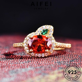 AIFEI JEWELRY ผู้หญิง ทับทิม เกาหลี แครอทสร้างสรรค์ ต้นฉบับ เครื่องประดับ 925 เงิน แท้ แฟชั่น เครื่องประดับ Silver แหวน R2205