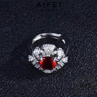 AIFEI JEWELRY แฟชั่น ต้นฉบับ แท้ Silver เครื่องประดับ ทับทิม เกาหลี จัตุรัสหรูหรา 925 แหวน ผู้หญิง เครื่องประดับ เงิน R2251