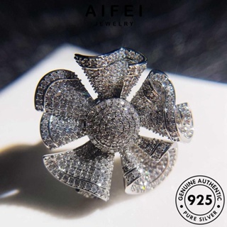 AIFEI JEWELRY ดอกไม้หรูหรา มอยส์ซาไนท์ไดมอนด์ เครื่องประดับ เงิน ผู้หญิง แหวน แท้ เครื่องประดับ ต้นฉบับ แฟชั่น 925 เกาหลี Silver R2279