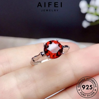 AIFEI JEWELRY เครื่องประดับ ต้นฉบับ ตารางง่ายๆ แหวน Silver ผู้หญิง แท้ เครื่องประดับ เกาหลี 925 แฟชั่น เงิน ทับทิม R2282