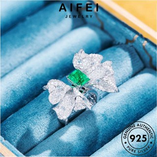 AIFEI JEWELRY แฟชั่น ผู้หญิง เกาหลี เครื่องประดับ มรกต ต้นฉบับ 925 แท้ เงิน โบว์ส่วนบุคคล แหวน Silver เครื่องประดับ R2283