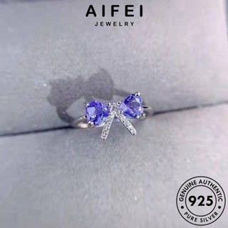 AIFEI JEWELRY แหวน แท้ เครื่องประดับ พลอยสีม่วง 925 แฟชั่น เงิน ต้นฉบับ เครื่องประดับ ผู้หญิง โบว์สร้างสรรค์ เกาหลี Silver R2532