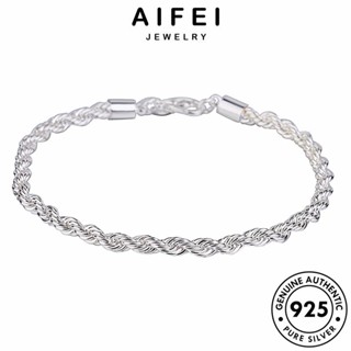 AIFEI JEWELRY ผู้หญิง Silver เชือกบิดง่าย กำไล ต้นฉบับ เกาหลี 925 แฟชั่น กำไลข้อมือ ผู้ชาย เงิน เครื่องประดับ เครื่องประดับ แท้ B621